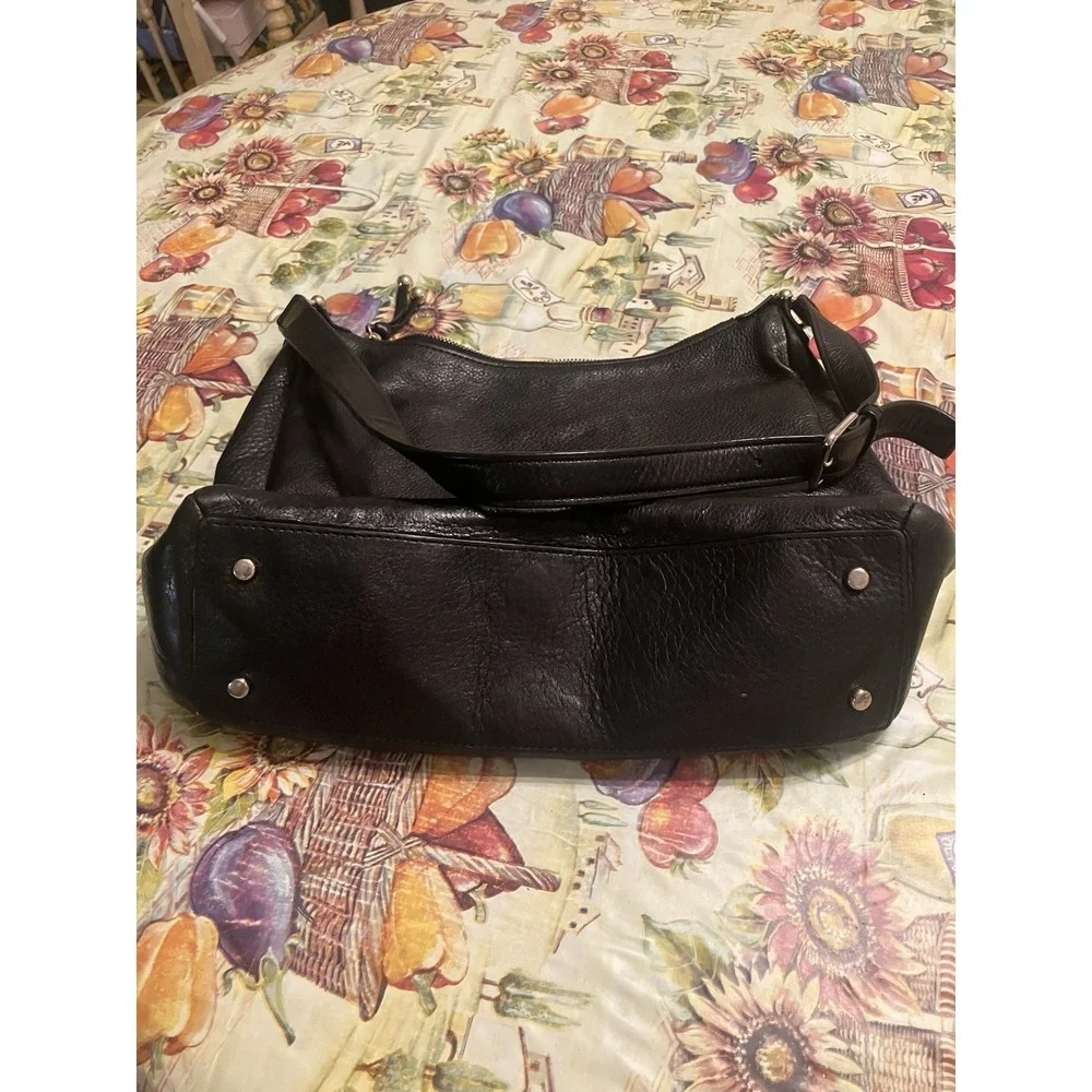 Kate Spade New York Black Pebbled Leather Hobo Shoulder Bag Silver Hardware